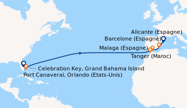 Itinéraire de la croisière Port Canaveral, Orlando (Etats-Unis), Celebra...