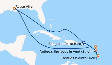 Itinéraire de la croisière San Juan (Porto Rico), Route Ville, En mer, A...