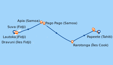 Itinéraire de la croisière Lautoka (Fidji), Dravuni (îles Fidji), Suva (...
