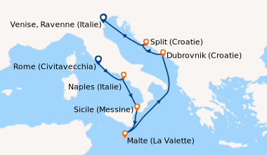 Itinéraire de la croisière Rome (Civitavecchia), Naples (Italie), Sicile...