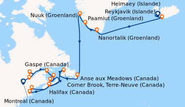 Itinéraire de la croisière Reykjavik (Islande), Heimaey (Islande), En me...