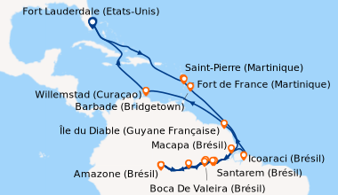 Itinéraire de la croisière Fort Lauderdale (Etats-Unis), En mer, En mer,...