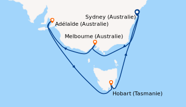 Itinéraire de la croisière Sydney (Australie), En mer, Melbourne (Austra...