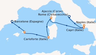 Itinéraire de la croisière Rome (Civitavecchia), Naples (Italie), Capri ...