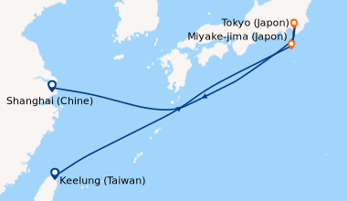 Itinéraire de la croisière Keelung (Taiwan), Miyake-jima (Japon), En mer...