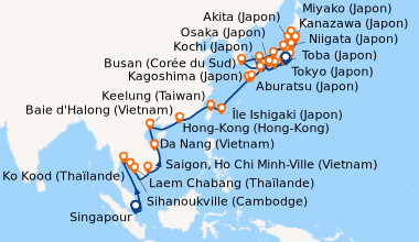 Itinéraire de la croisière Singapour, En mer, En mer, Laem Chabang (Thaï...