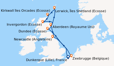 Itinéraire de la croisière Highlands écossais et îles du Nord