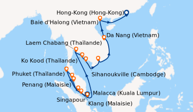Itinéraire de la croisière Singapour, En mer, Penang (Malaisie), Porto M...