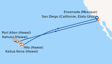 Itinéraire de la croisière San Diego (Californie, Etats-Unis), En mer, E...