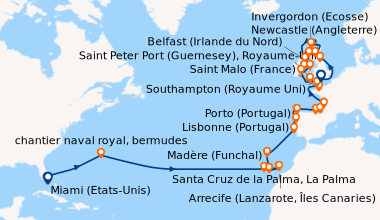 Itinéraire de la croisière Miami (Etats-Unis), En mer, En mer, chantier ...