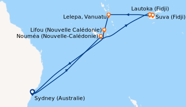 Itinéraire de la croisière Sydney (Australie), En mer, En mer, Nouméa (N...
