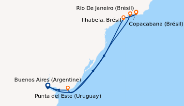 Itinéraire de la croisière Buenos Aires (Argentine), En mer, En mer, Ilh...