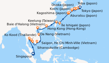 Itinéraire de la croisière Singapour, En mer, En mer, Laem Chabang (Thaï...