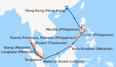Itinéraire de la croisière Hong-Kong (Hong-Kong), En mer, Manille (Phili...