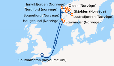 Itinéraire de la croisière Southampton (Royaume Uni) , En mer, Stavanger...
