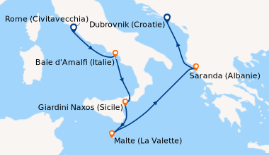 Itinéraire de la croisière Rome (Civitavecchia), Baie d'Amalfi (Italie),...