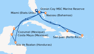 Itinéraire de la croisière Miami (Etats-Unis), En mer, Isla de Roatan (H...