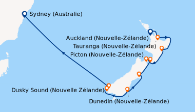 Itinéraire de la croisière Auckland (Nouvelle-Zélande), Auckland (Nouvel...