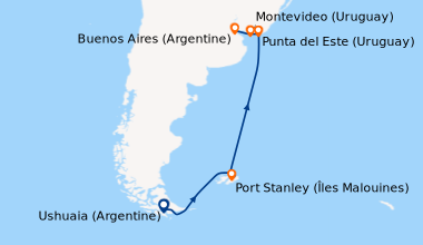 Itinéraire de la croisière Ushuaia (Argentine), En mer, Péninsule Antarc...