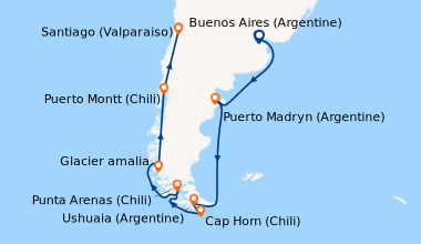 Itinéraire de la croisière Buenos Aires (Argentine), En mer, En mer, Pue...