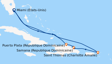 Itinéraire de la croisière Miami (Etats-Unis), En mer, En mer, Saint Tho...