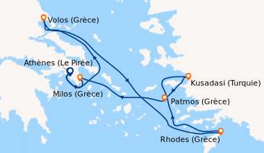 Itinéraire de la croisière Athènes (Le Pirée), Volos (Grèce), En mer, Rh...