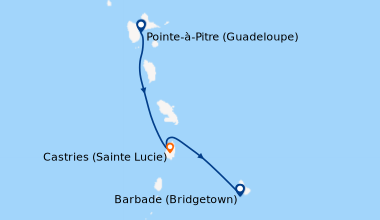 Itinéraire de la croisière Pointe-à-Pitre (Guadeloupe), Castries (Sainte...