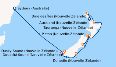 Itinéraire de la croisière Auckland (Nouvelle-Zélande), Baie des Îles (N...