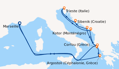 Itinéraire de la croisière Splendeurs de l'Adriatique