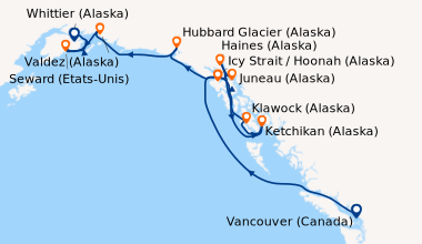 Itinéraire de la croisière Vancouver (Canada), En mer, Ketchikan (Alaska...