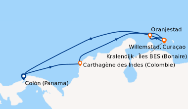 Itinéraire de la croisière Colón (Panama), Carthagène des Indes (Colombi...