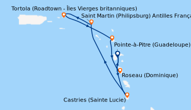 Itinéraire de la croisière Le meilleur des Antilles