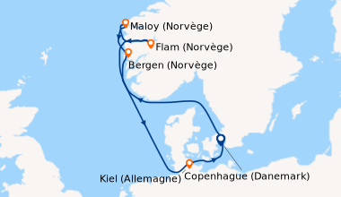 Itinéraire de la croisière Danemark, Norvège, Allemagne