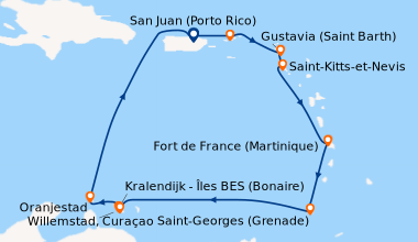 Itinéraire de la croisière Antigua, Iles sous le Vent (St John), Jost Va...