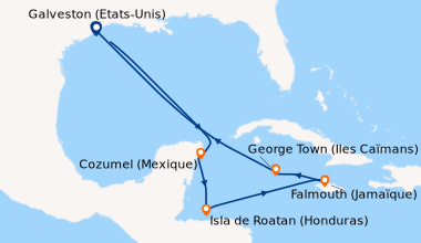 Itinéraire de la croisière Galveston (Etats-Unis), En mer, Cozumel (Mexi...