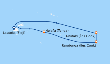 Itinéraire de la croisière Lautoka (Fidji), En mer, nuku'alofa (Tonga), ...