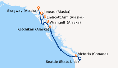 Itinéraire de la croisière Seattle (Etats-Unis), En mer, Ketchikan (Alas...
