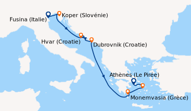 Itinéraire de la croisière Fusina (Italie), Koper (Slovénie), Hvar (Croa...