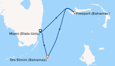 Itinéraire de la croisière Miami (Etats-Unis), En mer, Îles Bimini (Baha...