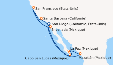 Itinéraire de la croisière San Diego (Californie, Etats-Unis), En mer, C...