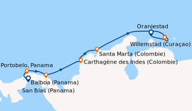 Itinéraire de la croisière Balboa (Panama), Canal de Panama, Portobelo, ...