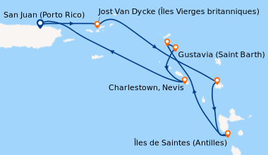 Itinéraire de la croisière San Juan (Porto Rico), Jost Van Dycke (Îles V...