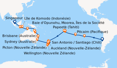 Itinéraire de la croisière San Antonio / Santiago (Chili), En mer, En me...