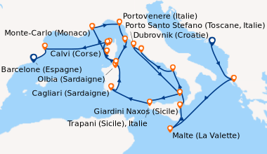 Itinéraire de la croisière Dubrovnik (Croatie), Saranda (Albanie), En me...