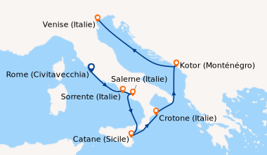 Itinéraire de la croisière Rome (Civitavecchia), Sorrente (Italie), Baie...
