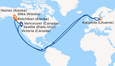 Itinéraire de la croisière Vancouver (Canada), En mer, Ketchikan (Alaska...
