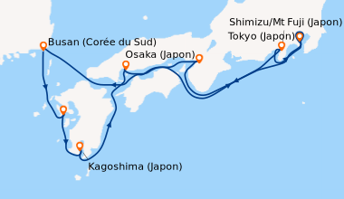Itinéraire de la croisière Tokyo (Japon), En mer, Osaka (Japon), Osaka (...