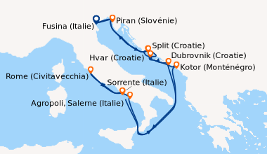 Itinéraire de la croisière Fusina (Italie), Piran (Slovénie), En mer, Ko...