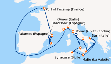 Itinéraire de la croisière Barcelone (Espagne), Palma de Majorque (Baléa...