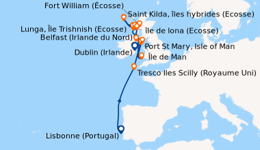 Itinéraire de la croisière Lisbonne (Portugal), En mer, En mer, Tresco I...